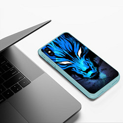 Чехол iPhone XS Max матовый Genshin Impact - Волк Севера, цвет: 3D-мятный — фото 2
