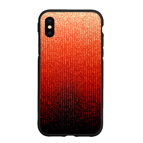 Чехол iPhone XS Max матовый Полосатый градиент оранжево-красный в чёрный / 3D-Черный – фото 1