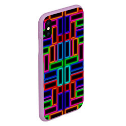 Чехол iPhone XS Max матовый Цветные светящиеся прямоугольники, цвет: 3D-сиреневый — фото 2