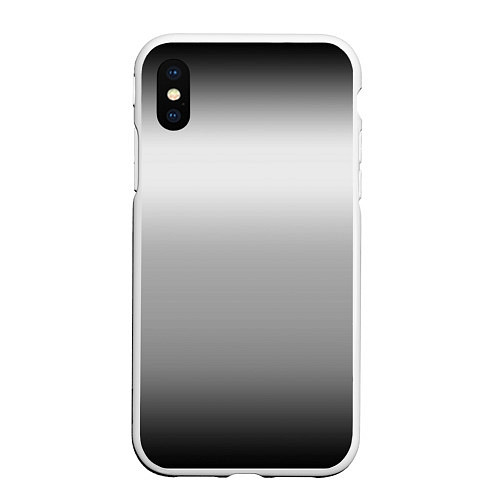 Чехол iPhone XS Max матовый Градиент чёрно-серый / 3D-Белый – фото 1