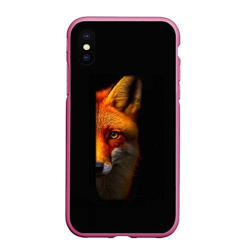 Чехол iPhone XS Max матовый Морда рыжей лисы / 3D-Малиновый – фото 1