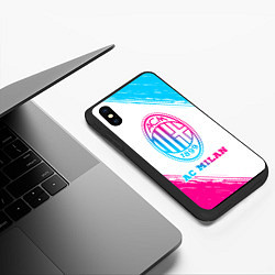 Чехол iPhone XS Max матовый AC Milan neon gradient style, цвет: 3D-черный — фото 2