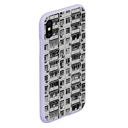Чехол iPhone XS Max матовый Панелька в черно-белых тонах, цвет: 3D-светло-сиреневый — фото 2