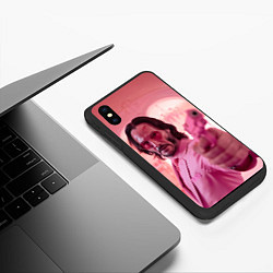 Чехол iPhone XS Max матовый Джон Уик в розовых очках сердечках, цвет: 3D-черный — фото 2