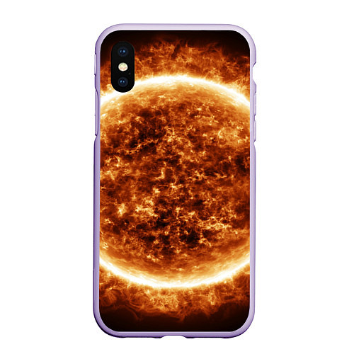 Чехол iPhone XS Max матовый Пылающее солнце крупным планом / 3D-Светло-сиреневый – фото 1