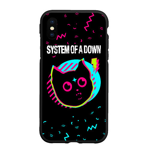 Чехол iPhone XS Max матовый System of a Down - rock star cat / 3D-Черный – фото 1