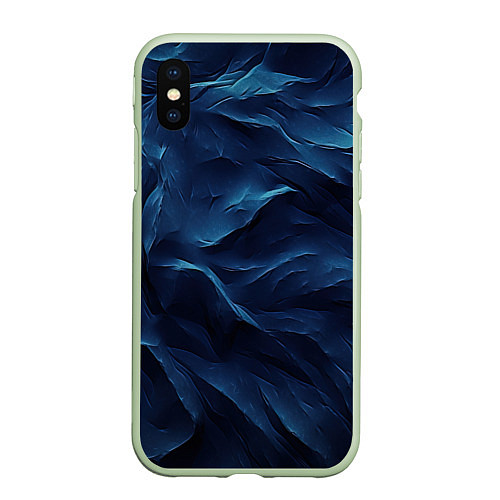 Чехол iPhone XS Max матовый Синие глубокие абстрактные волны / 3D-Салатовый – фото 1