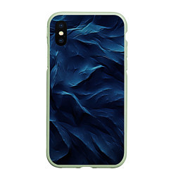 Чехол iPhone XS Max матовый Синие глубокие абстрактные волны, цвет: 3D-салатовый