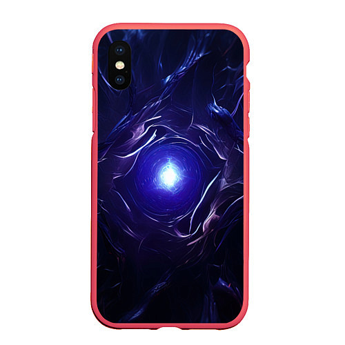 Чехол iPhone XS Max матовый Синее абстрактное сияние / 3D-Красный – фото 1