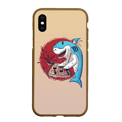 Чехол iPhone XS Max матовый Sushi shark, цвет: 3D-коричневый