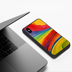 Чехол iPhone XS Max матовый Рисунок масляной пастелью, цвет: 3D-черный — фото 2