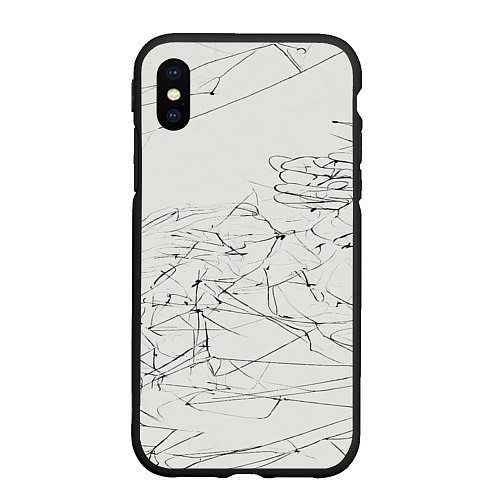 Чехол iPhone XS Max матовый Каракули / 3D-Черный – фото 1