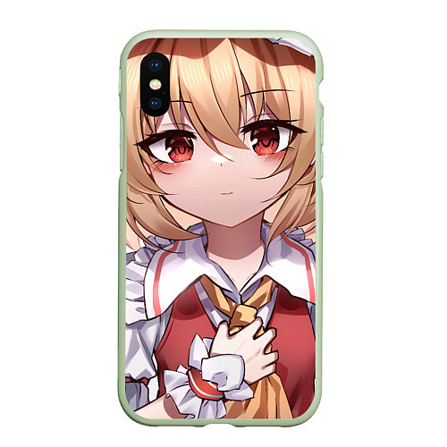 Чехол iPhone XS Max матовый Touhou Project Flandre милая улыбка / 3D-Салатовый – фото 1