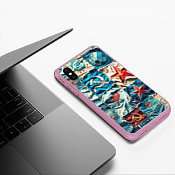 Чехол iPhone XS Max матовый Пэчворк джинсы из СССР, цвет: 3D-розовый — фото 2