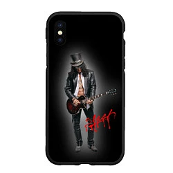 Чехол iPhone XS Max матовый Слэш музыкант группы Guns N Roses, цвет: 3D-черный