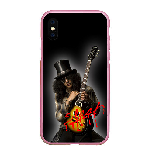 Чехол iPhone XS Max матовый Slash музыкант группы Guns N Roses / 3D-Розовый – фото 1