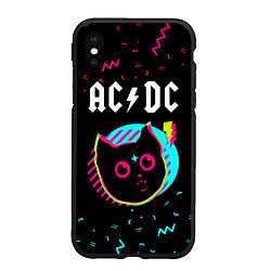 Чехол iPhone XS Max матовый AC DC - rock star cat, цвет: 3D-черный