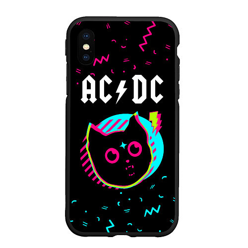 Чехол iPhone XS Max матовый AC DC - rock star cat / 3D-Черный – фото 1