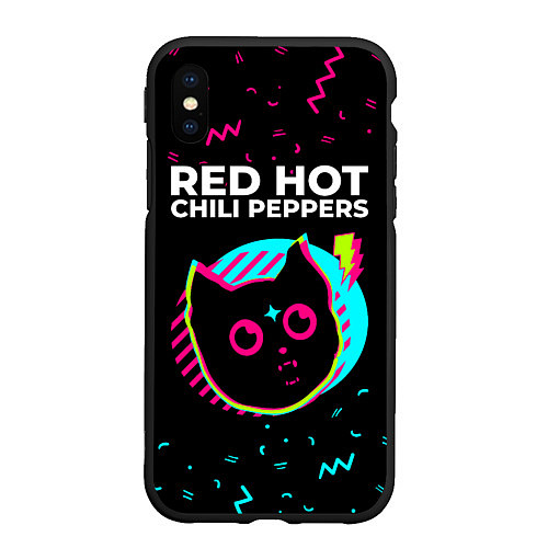 Чехол iPhone XS Max матовый Red Hot Chili Peppers - rock star cat / 3D-Черный – фото 1