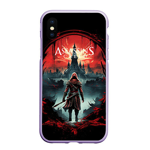 Чехол iPhone XS Max матовый Assassins creed город на горизонте / 3D-Светло-сиреневый – фото 1