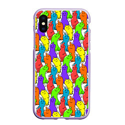 Чехол iPhone XS Max матовый Весёлые цветные презервативы