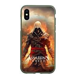 Чехол iPhone XS Max матовый Assassins creed старый город, цвет: 3D-темно-зеленый