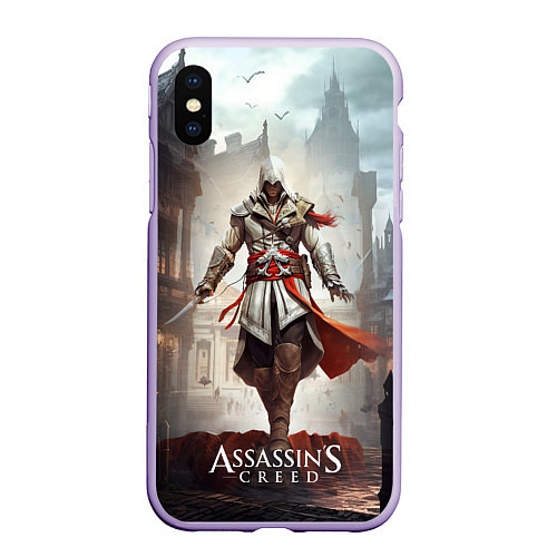 Чехол iPhone XS Max матовый Assassins creed старый город / 3D-Светло-сиреневый – фото 1