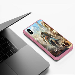 Чехол iPhone XS Max матовый Assassins creed старый город, цвет: 3D-малиновый — фото 2