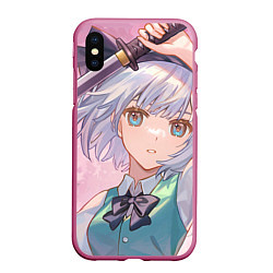 Чехол iPhone XS Max матовый Touhou Project Youmu Konpaku мило, цвет: 3D-малиновый