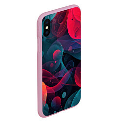 Чехол iPhone XS Max матовый Синие и розовые лепестки абстракции, цвет: 3D-розовый — фото 2