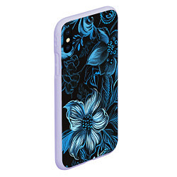 Чехол iPhone XS Max матовый Синие цветы абстракции, цвет: 3D-светло-сиреневый — фото 2