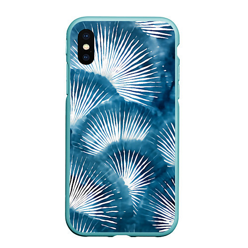 Чехол iPhone XS Max матовый Японский шибори абстракция / 3D-Мятный – фото 1