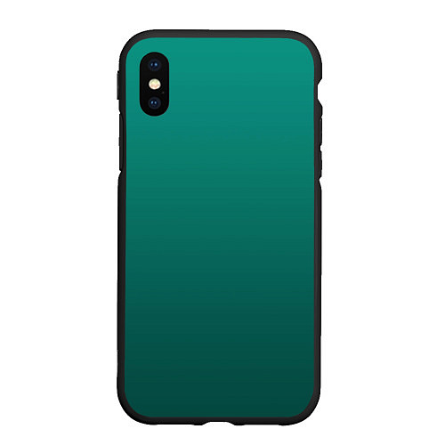 Чехол iPhone XS Max матовый Градиент нефритовый зелёный / 3D-Черный – фото 1