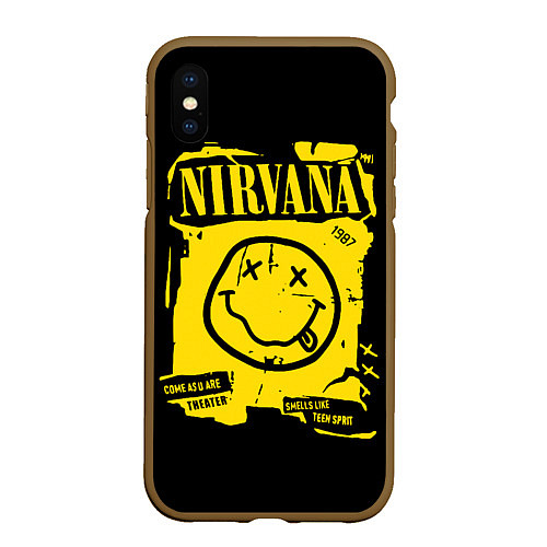 Чехол iPhone XS Max матовый Nirvana - смайлик / 3D-Коричневый – фото 1