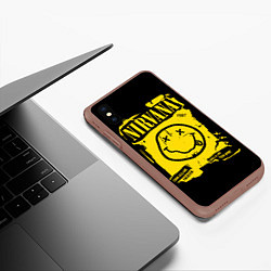 Чехол iPhone XS Max матовый Nirvana - смайлик, цвет: 3D-коричневый — фото 2