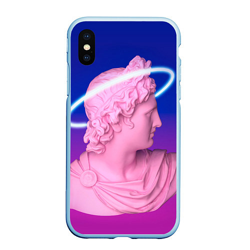 Чехол iPhone XS Max матовый Vaporwave neon / 3D-Голубой – фото 1