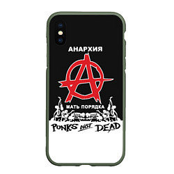 Чехол iPhone XS Max матовый Анархия - Punks not dead, цвет: 3D-темно-зеленый
