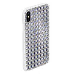 Чехол iPhone XS Max матовый Сине-белая марокканская мозаика, цвет: 3D-белый — фото 2