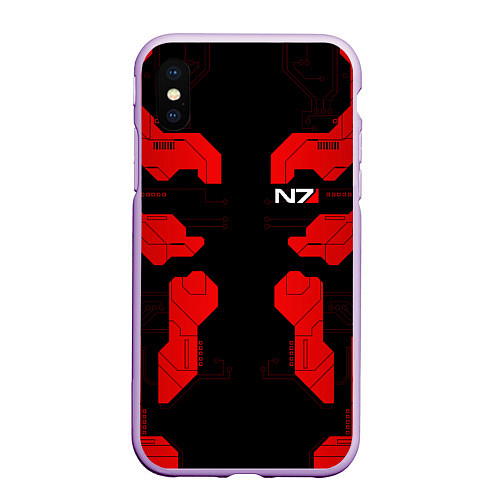 Чехол iPhone XS Max матовый Mass Effect - Red armor / 3D-Сиреневый – фото 1
