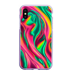 Чехол iPhone XS Max матовый Неоновый голографик, цвет: 3D-светло-сиреневый