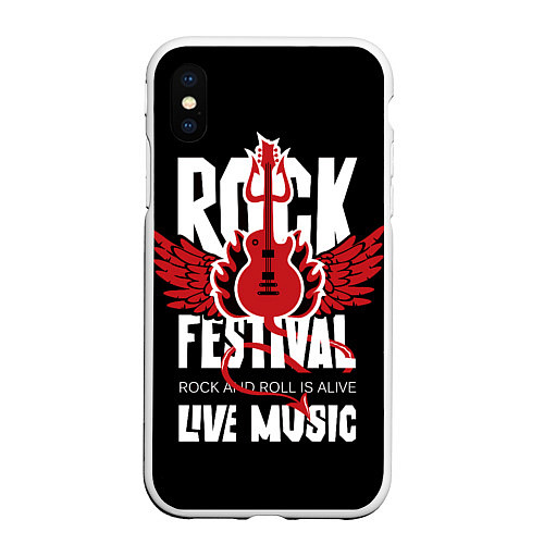 Чехол iPhone XS Max матовый Rock festival - live music / 3D-Белый – фото 1