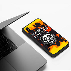 Чехол iPhone XS Max матовый Marilyn Manson рок панда и огонь, цвет: 3D-черный — фото 2