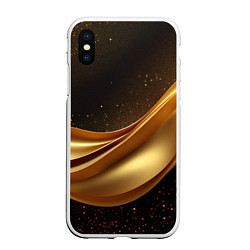 Чехол iPhone XS Max матовый Золотая стильная абстракция на черном фоне, цвет: 3D-белый