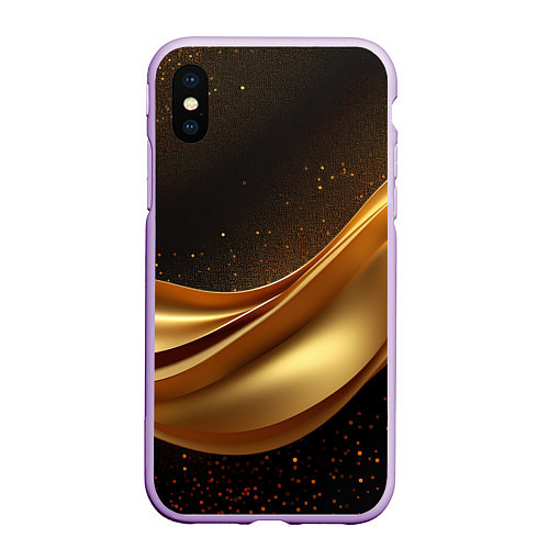 Чехол iPhone XS Max матовый Золотая стильная абстракция на черном фоне / 3D-Сиреневый – фото 1