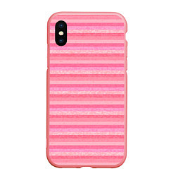 Чехол iPhone XS Max матовый Нежный розовый полосатый