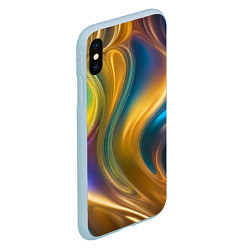 Чехол iPhone XS Max матовый Жидкий разноцветный металл, цвет: 3D-голубой — фото 2