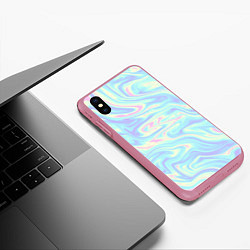 Чехол iPhone XS Max матовый Жидкая абстракция, цвет: 3D-малиновый — фото 2