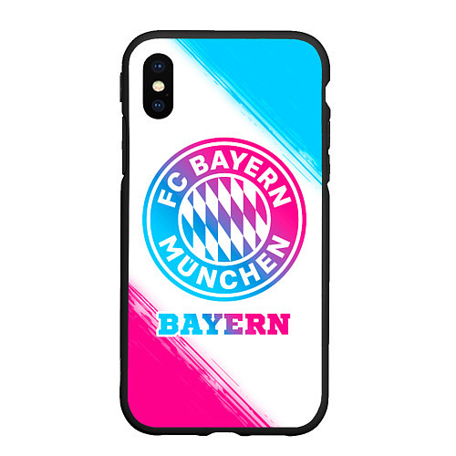 Чехол iPhone XS Max матовый Bayern neon gradient style / 3D-Черный – фото 1