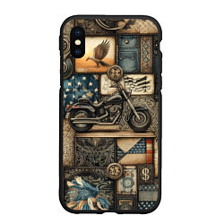 Чехол iPhone XS Max матовый Patchwork with a motorcycle - ai art, цвет: 3D-черный