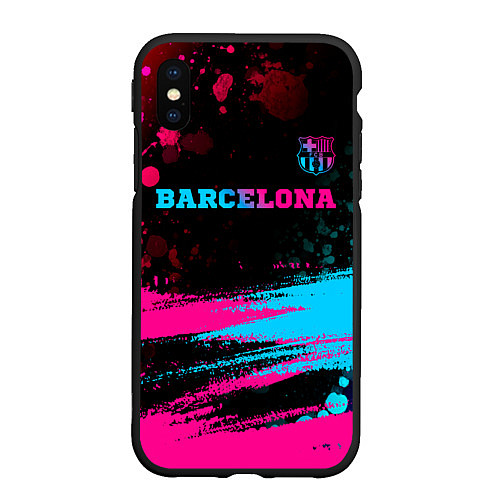 Чехол iPhone XS Max матовый Barcelona - neon gradient посередине / 3D-Черный – фото 1